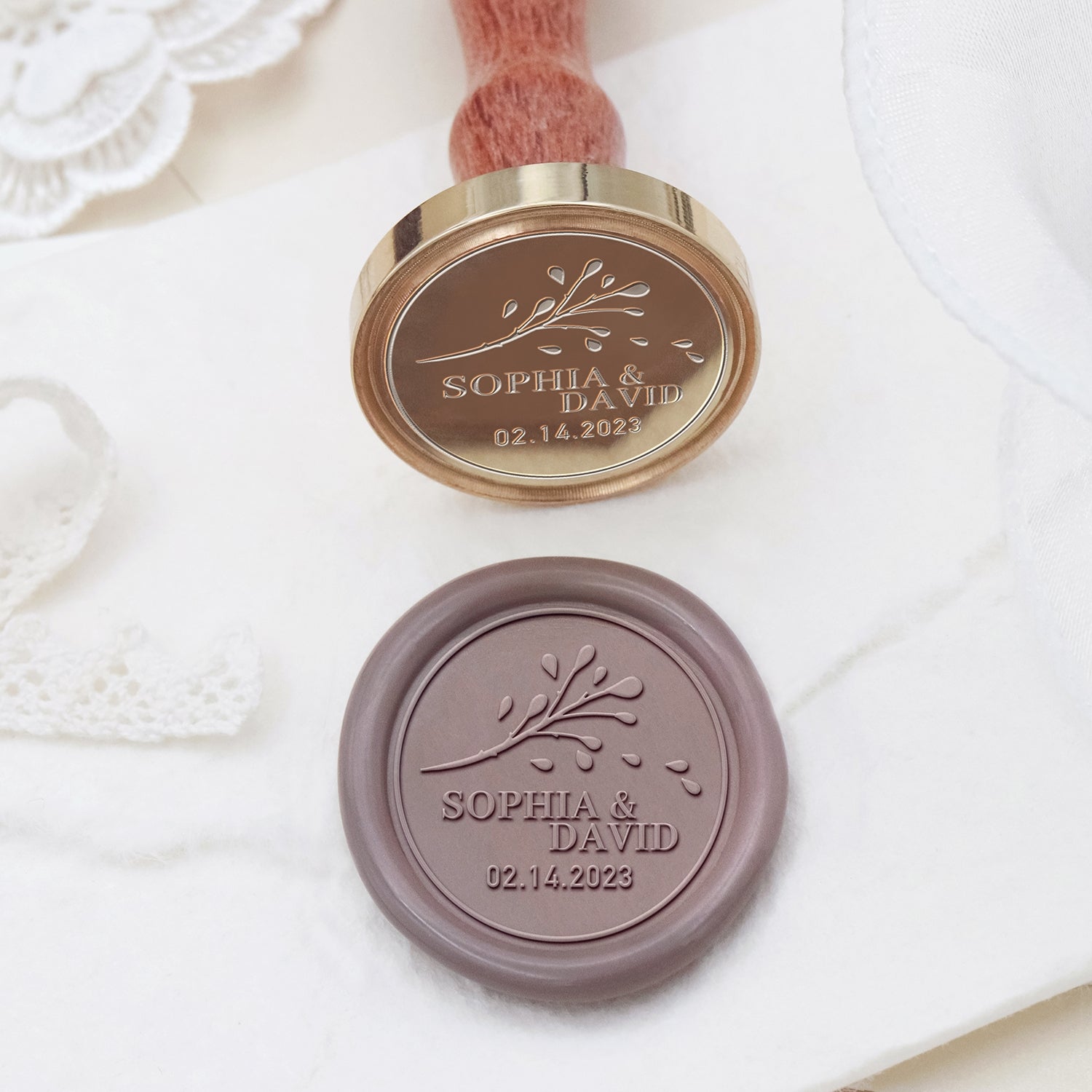 Carimbo de Lacre Personalizado para Casamento Stamprints Nome & Data 2