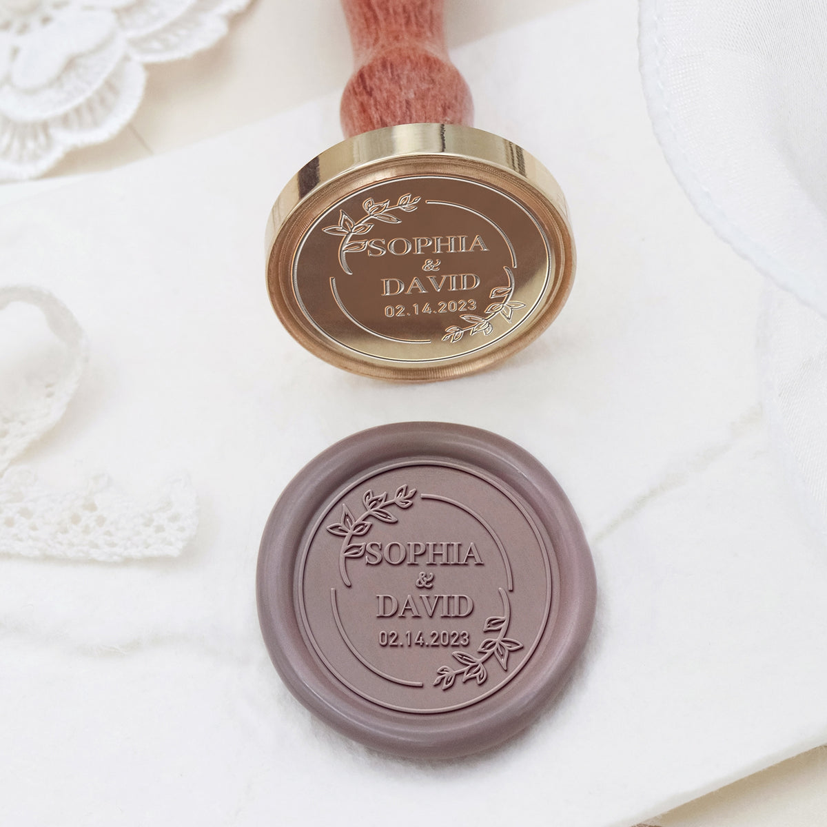 Stamprints Custom Wedding Wax Seal Stamp Name & Date 2