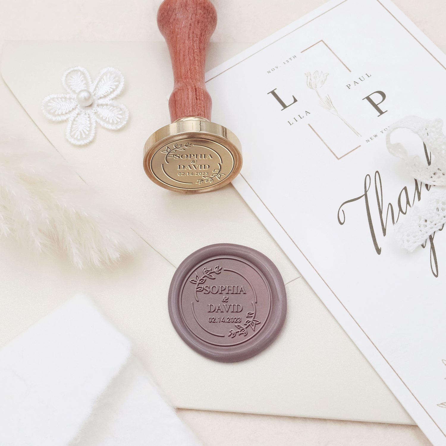 Carimbo de Lacre Personalizado Stamprints para Casamento Nome & Data 3