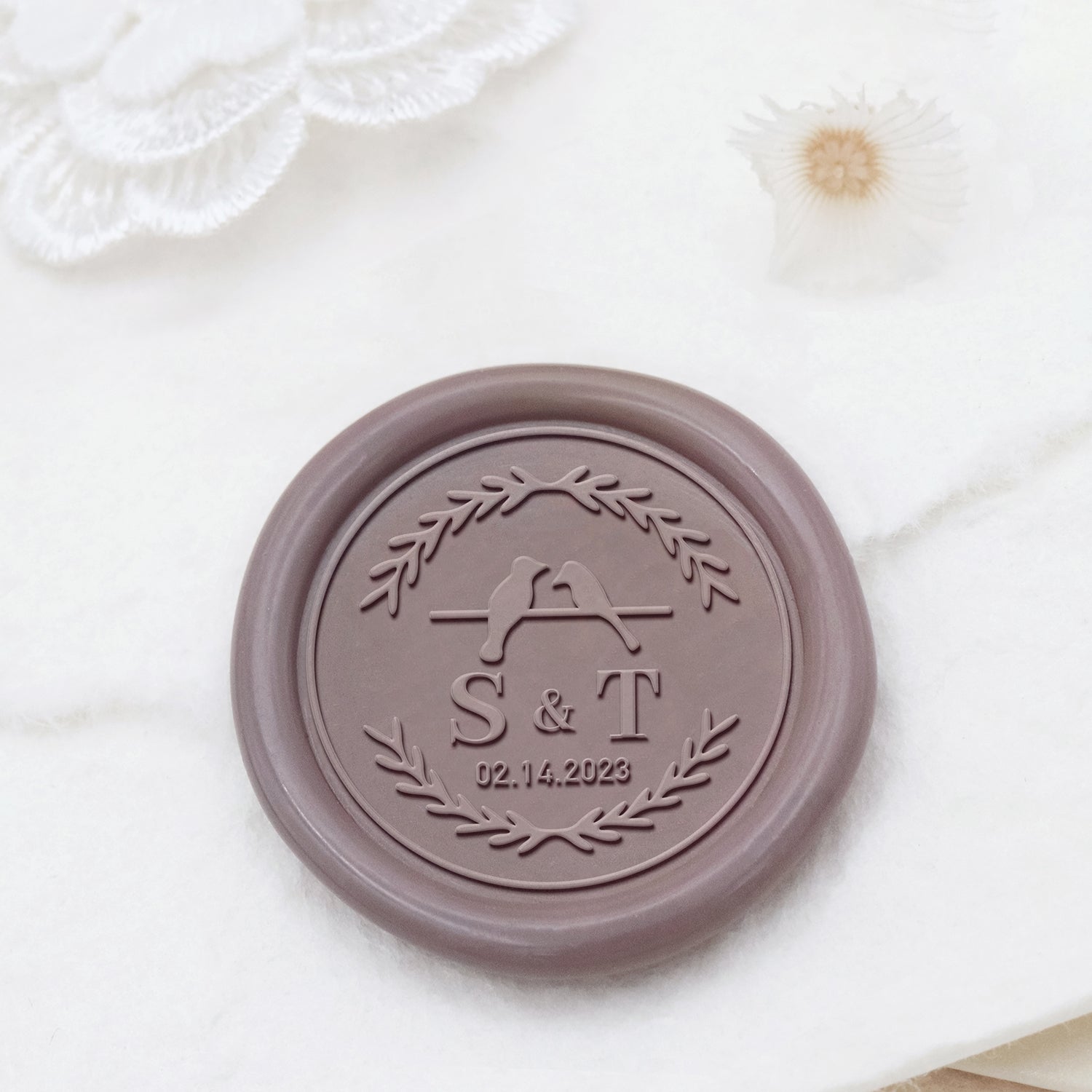 Carimbo de Lacre Personalizado para Casamento Stamprints Nome & Data 1