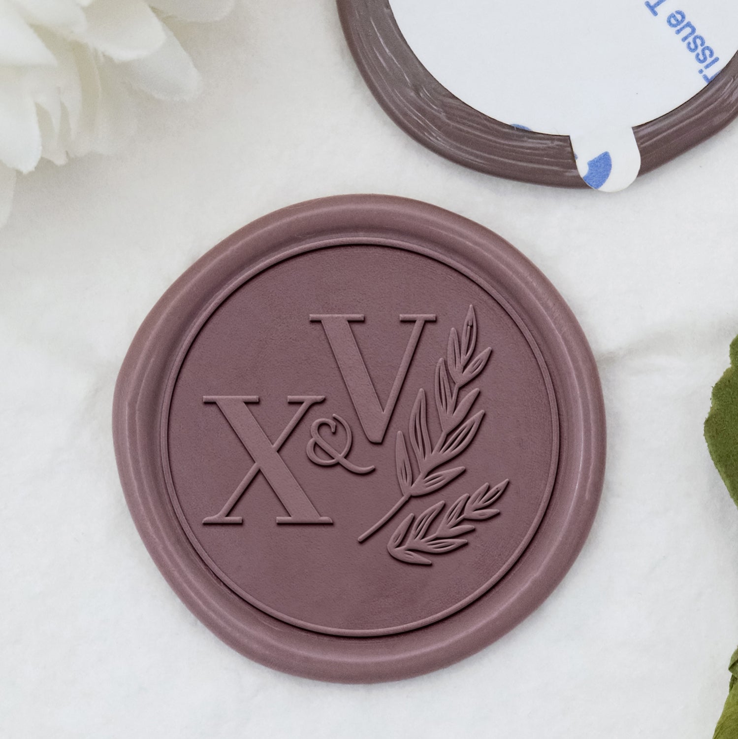 Adesivos de Lacre Monograma Personalizado Ramo de Oliveira Casamento Stamprints 1