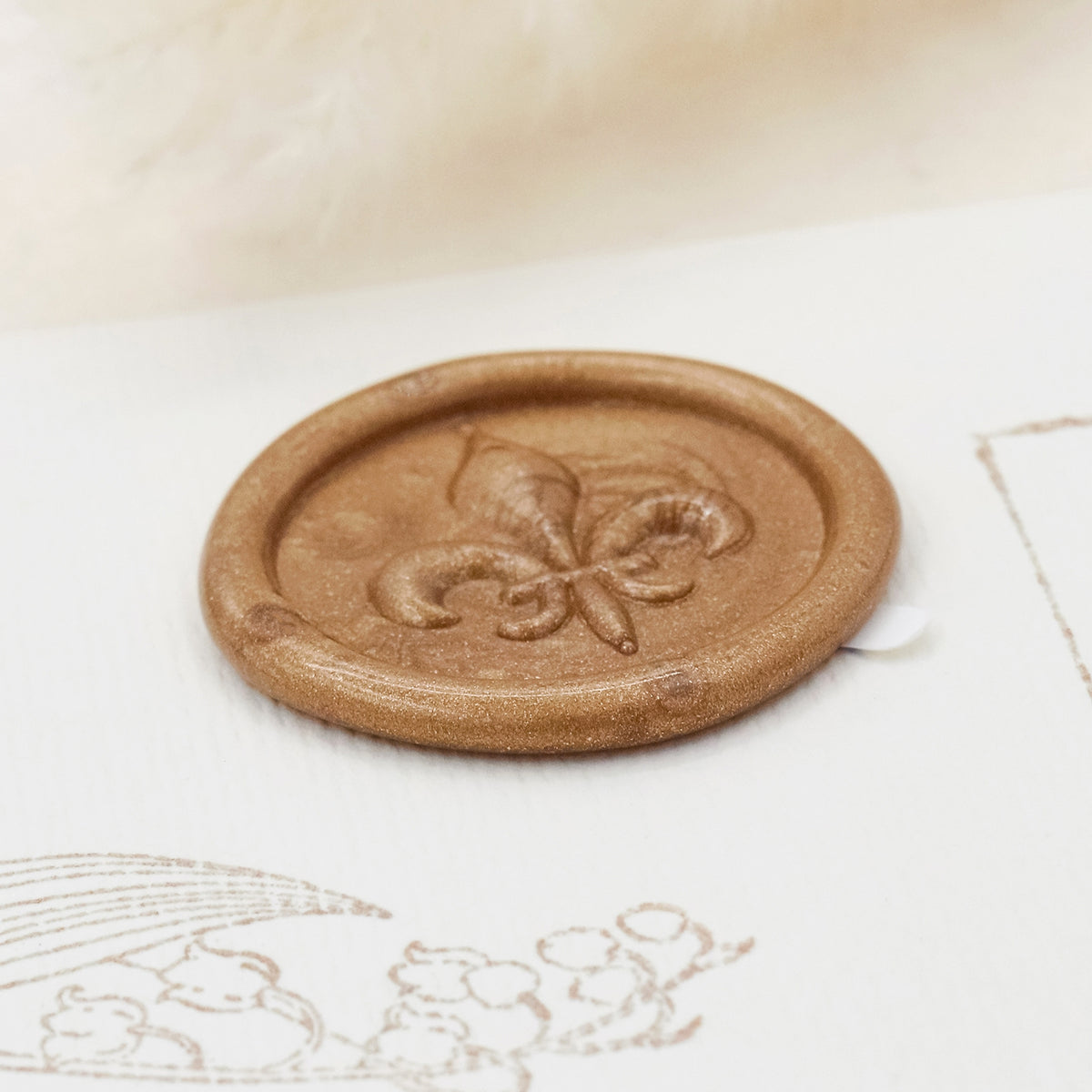 Stamprints 3D Relevo Flor de Lis Sinetes de Lacre Autocolantes Adesivos 3