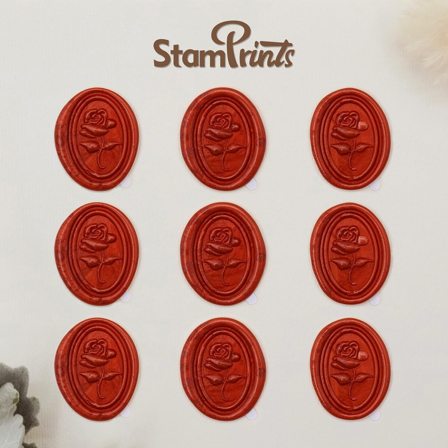 Stamprints Adesivos de Sinete de Lacre Autocolantes Rosa Relevo 3D 2