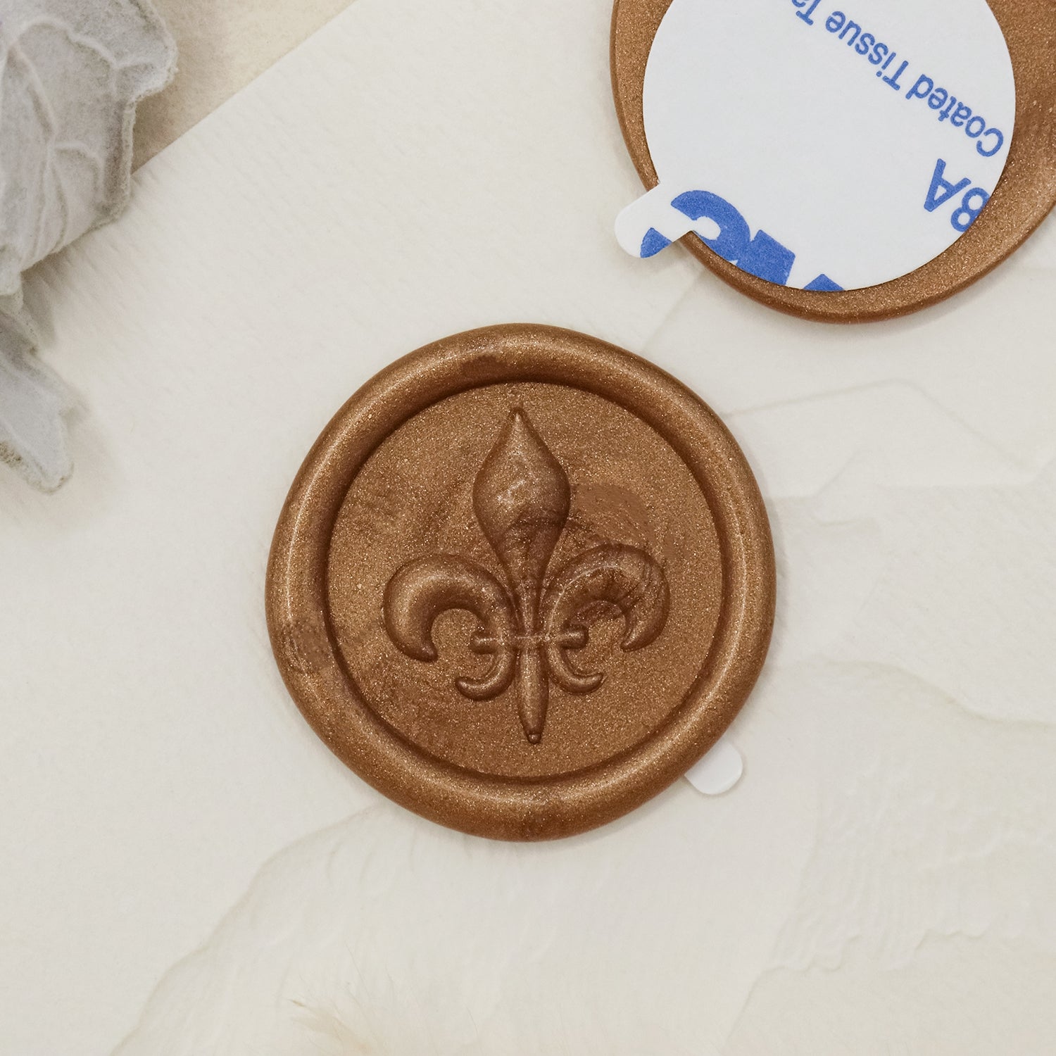 Adesivos de Sinete de Lacre Autocolante com Flor de Lis em Relevo 3D Stamprints 1