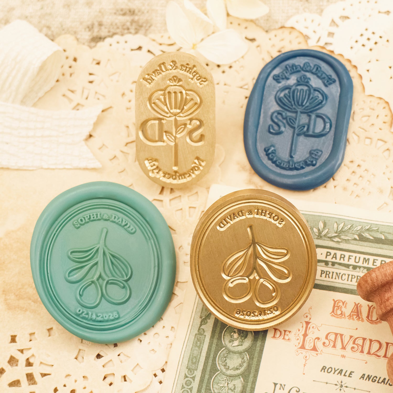 Carimbo de Sinete de Lacre para Casamento Personalizado Oval4