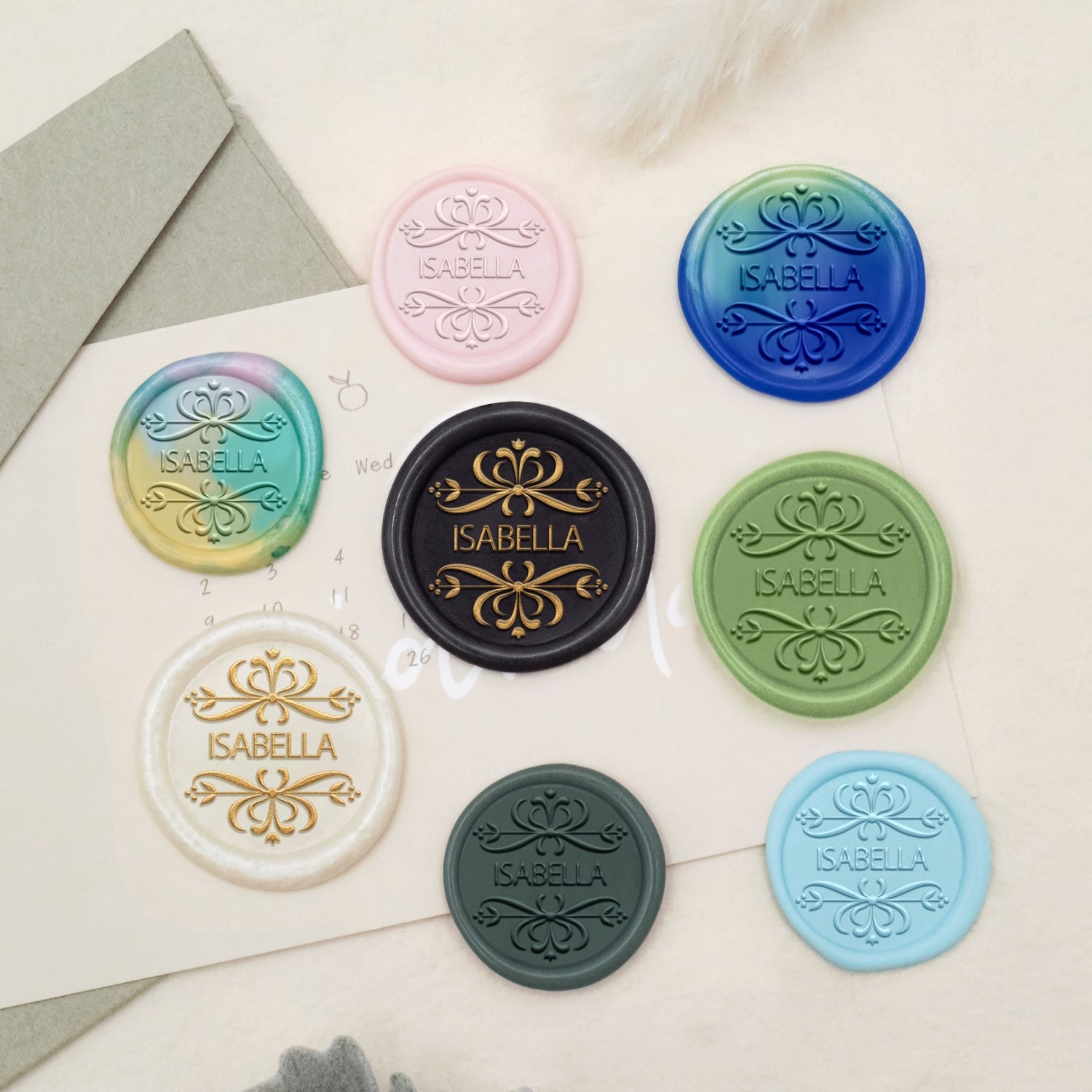 Carimbo de Sinete de Lacre com Nome Personalizado (18 Designs)-16 3