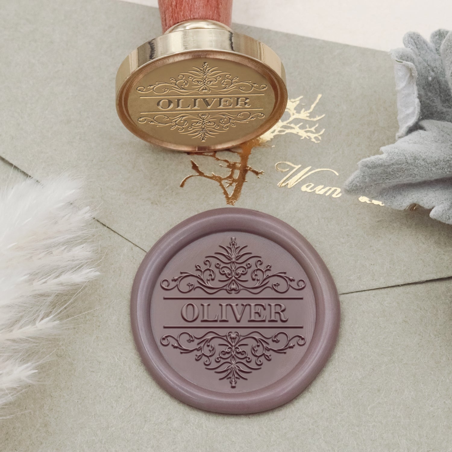 Carimbo de Sinete de Lacre com Nome Personalizado (18 Designs)-17 2