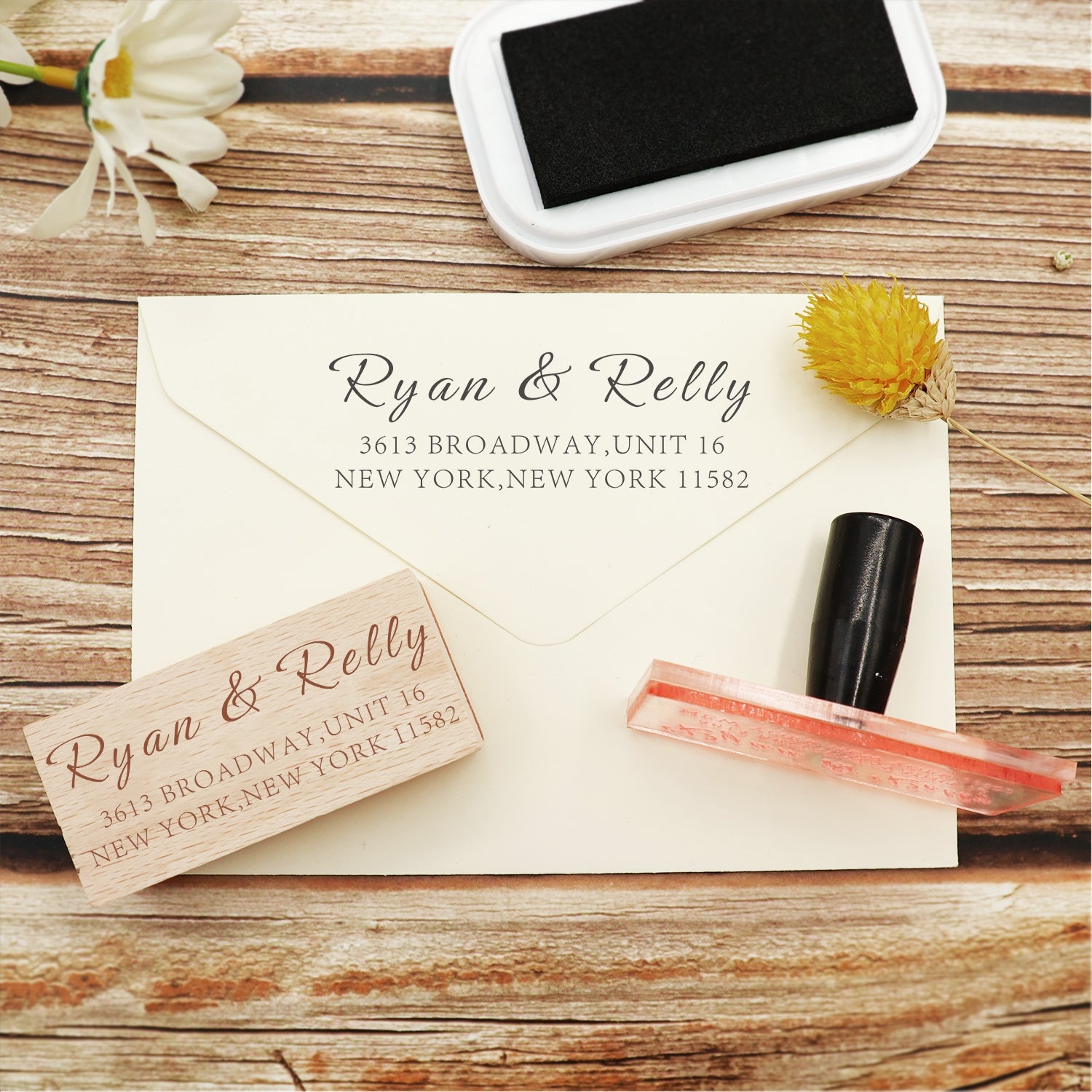 Custom Rectangular Handwriting Font Address Return Rubber Stamp - Style 6 2