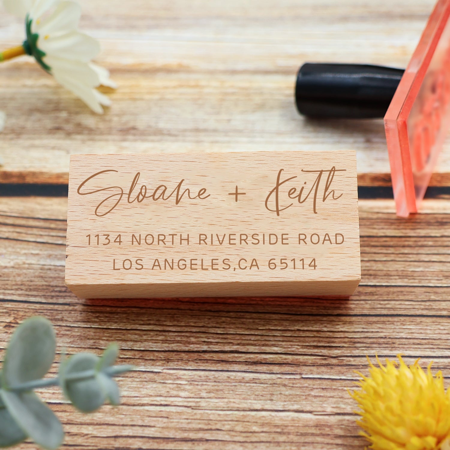 Custom Rectangular Handwriting Font Address Return Rubber Stamp - Style 11 3