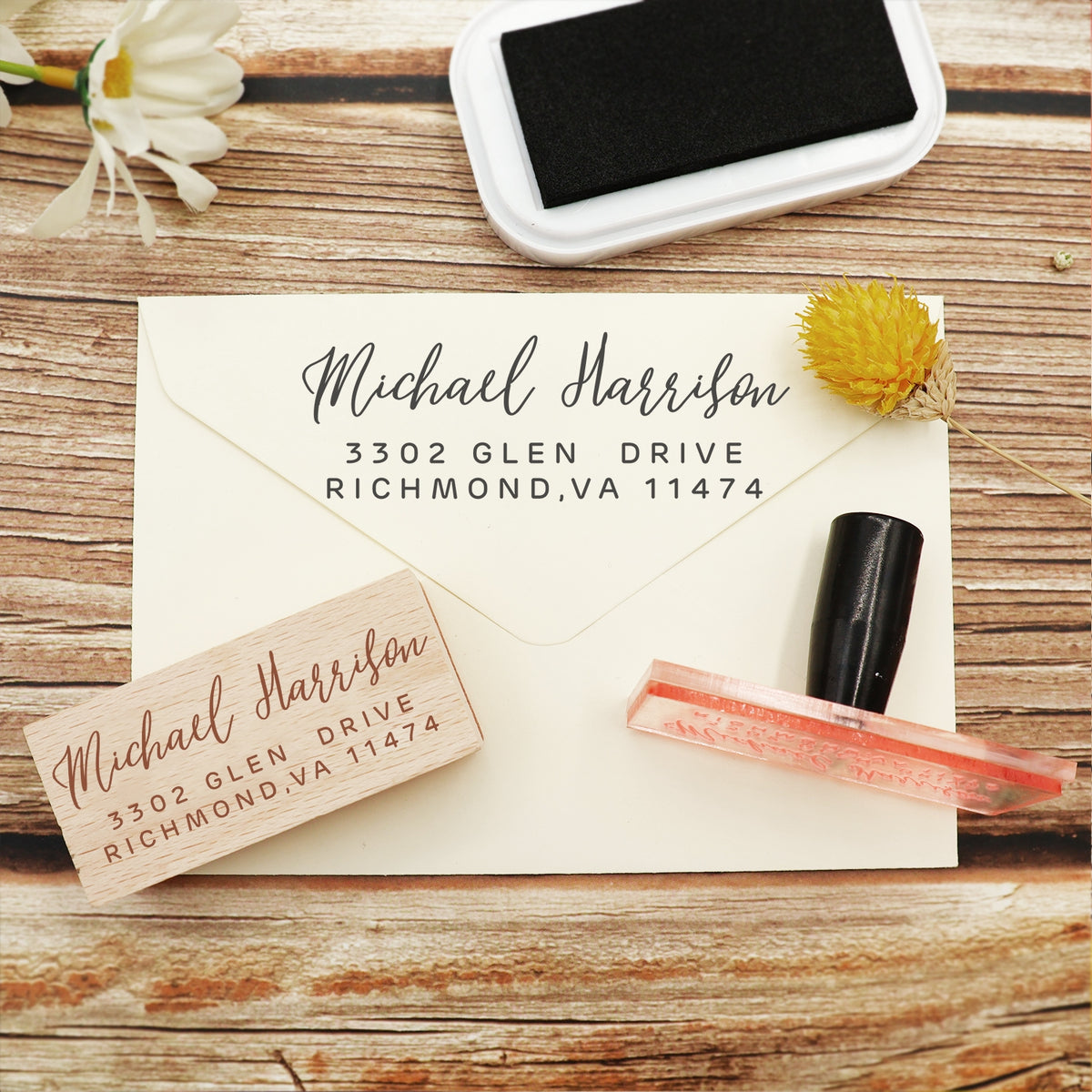 Custom Rectangular Handwriting Font Address Return Rubber Stamp - Style 22 2
