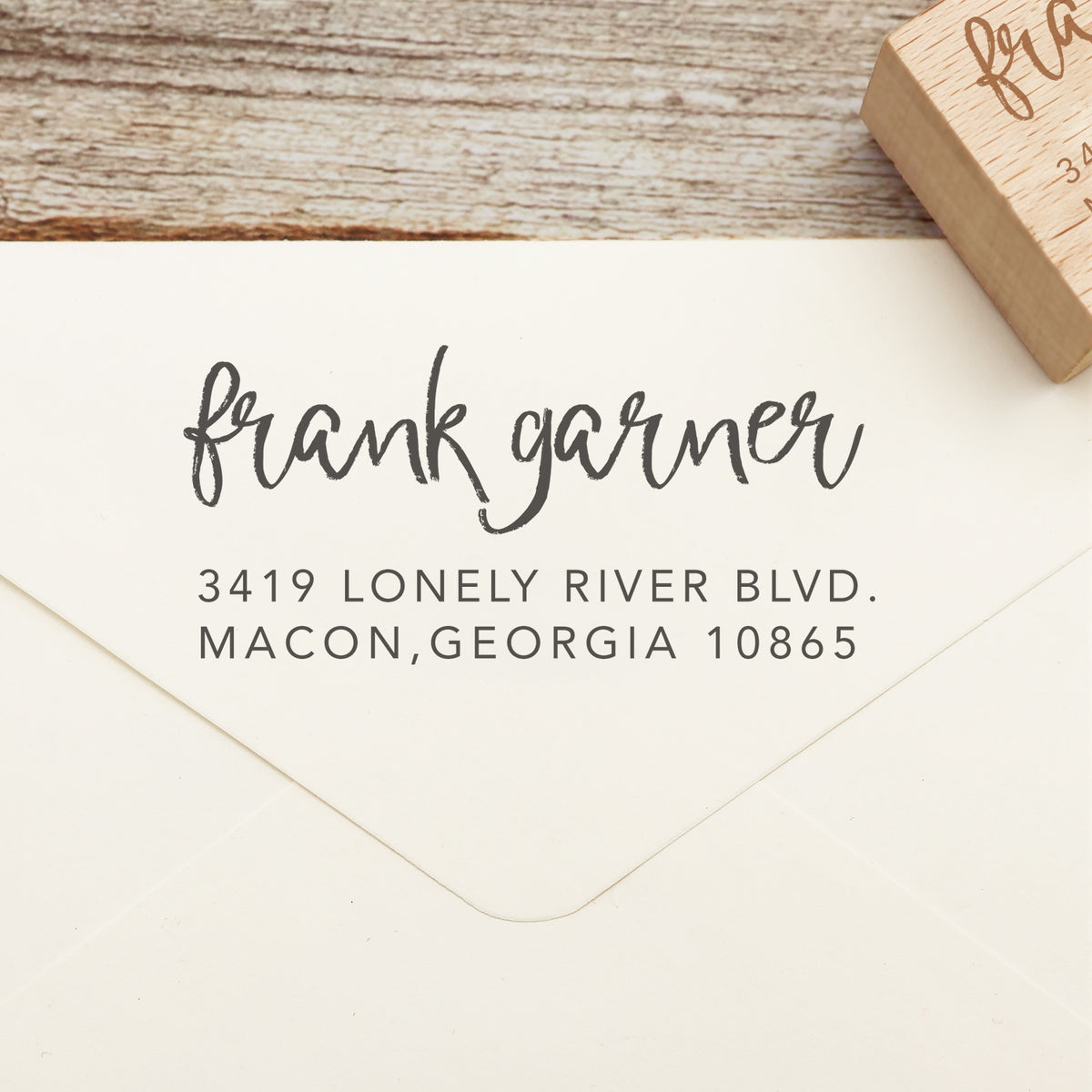 Custom Rectangular Handwriting Font Address Return Rubber Stamp - Style 25 1