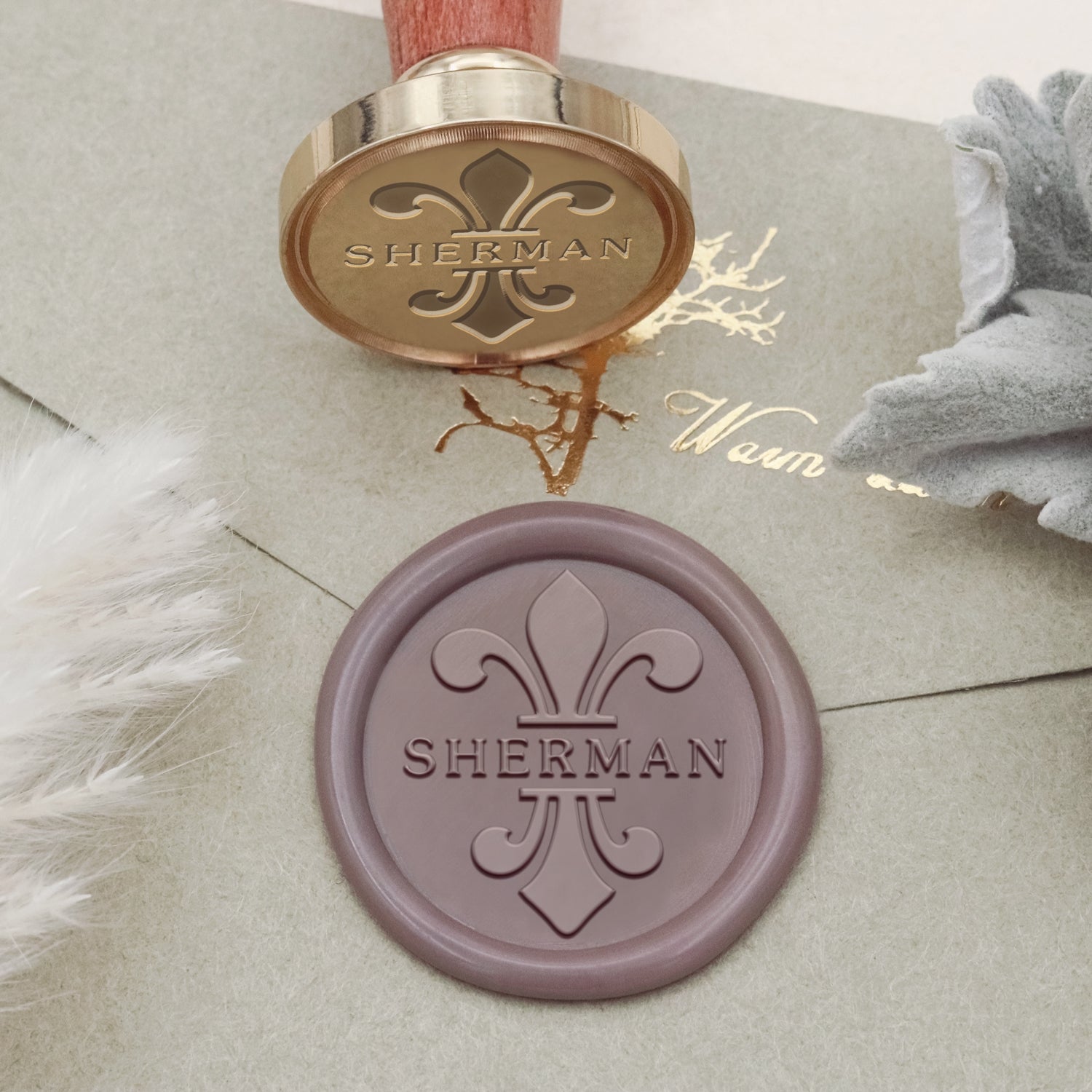 Carimbo de Sinete de Lacre Personalizado com Nome Lotus Lamp 2