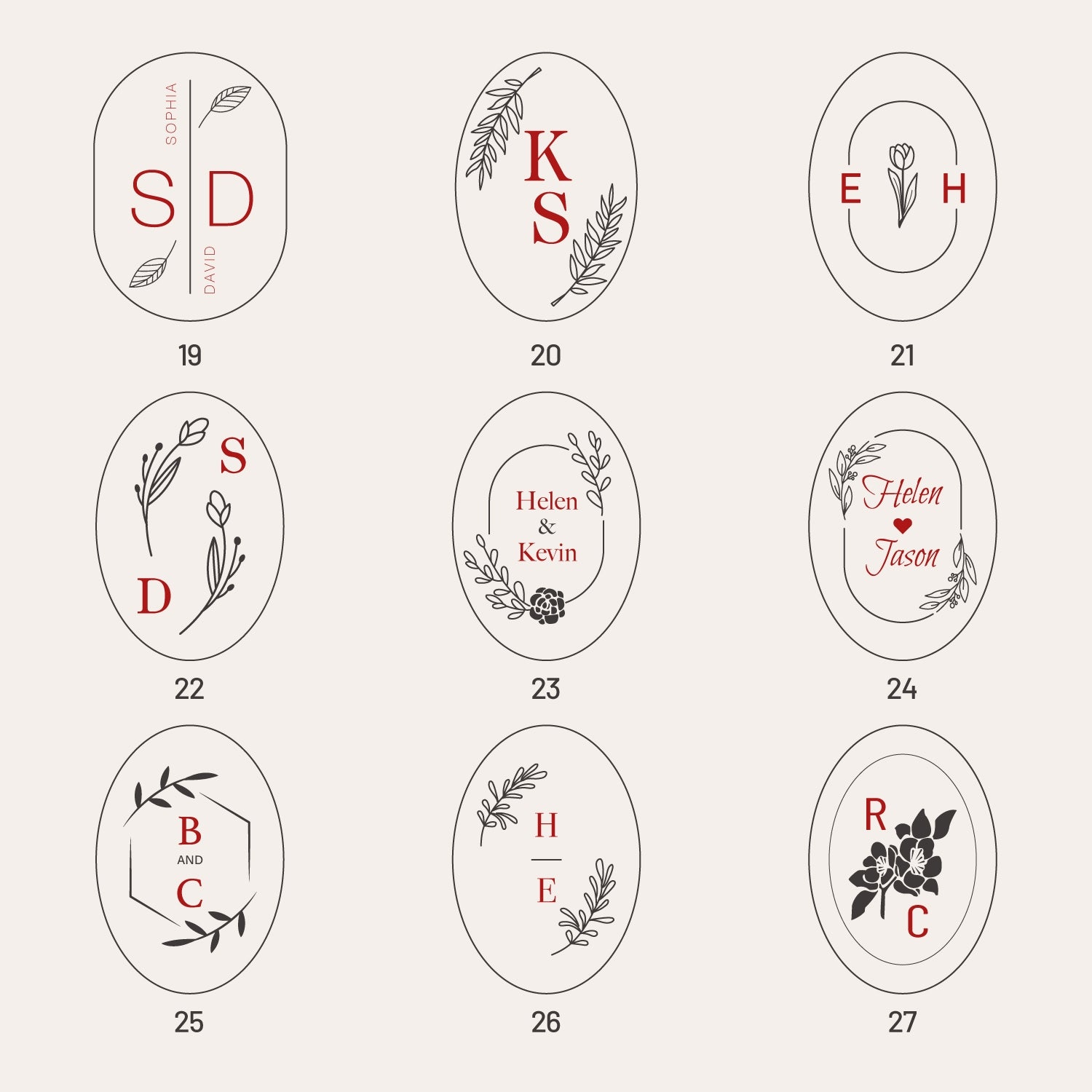 Carimbo de Sinete de Lacre Personalizado Oval para Casamento (27 Designs)-sku3