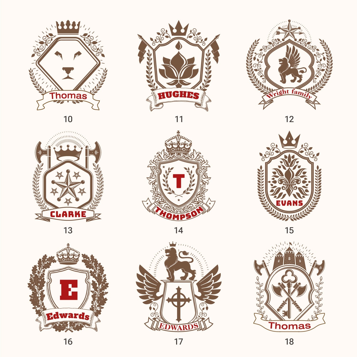 Carimbo de Borracha Personalizado Brasão de Família (18 Designs) 2