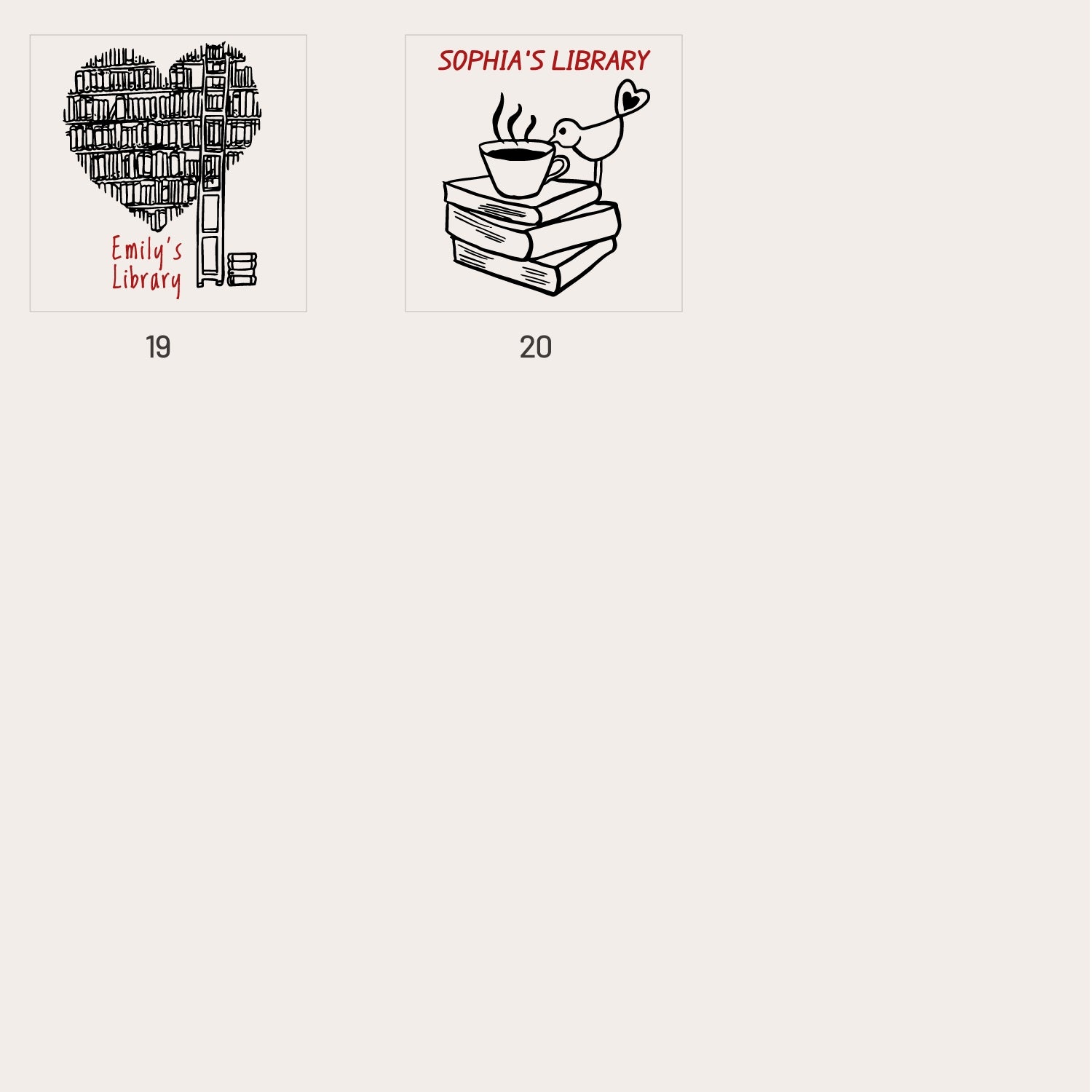 Carimbo de Borracha Personalizado da Biblioteca (20 Desenhos) LB-sku3