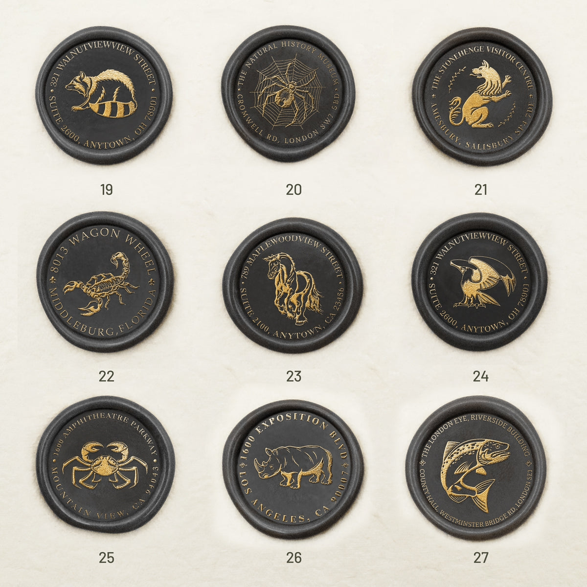 Carimbo de Sinete de Lacre de Morada Animal Personalizado (27 Designs) sku3