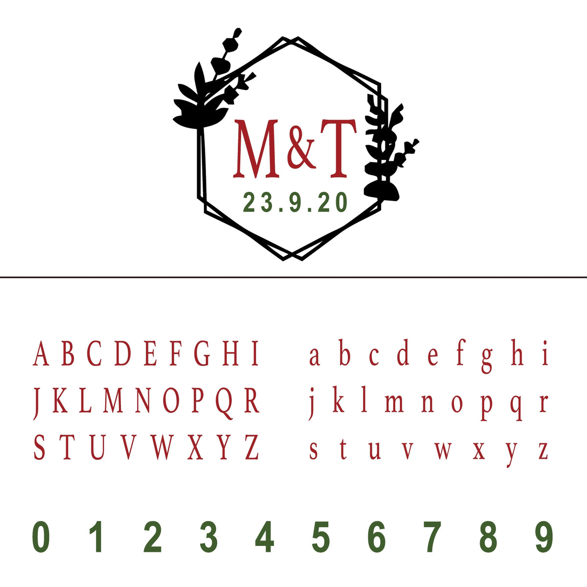 Custom Botanical Hexagonal Frame Wedding Monogram Wax Seal Stamp 22