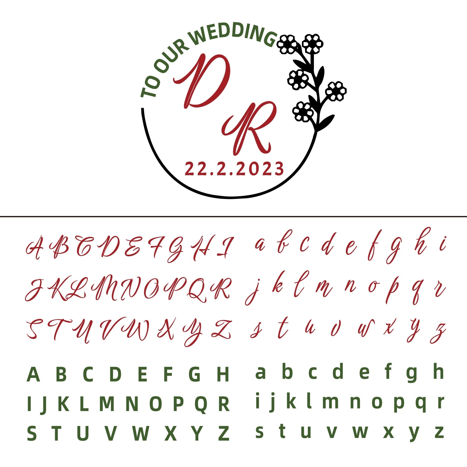 Carimbo de Sinete de Lacre de Monograma de Casamento Floret Personalizado 29