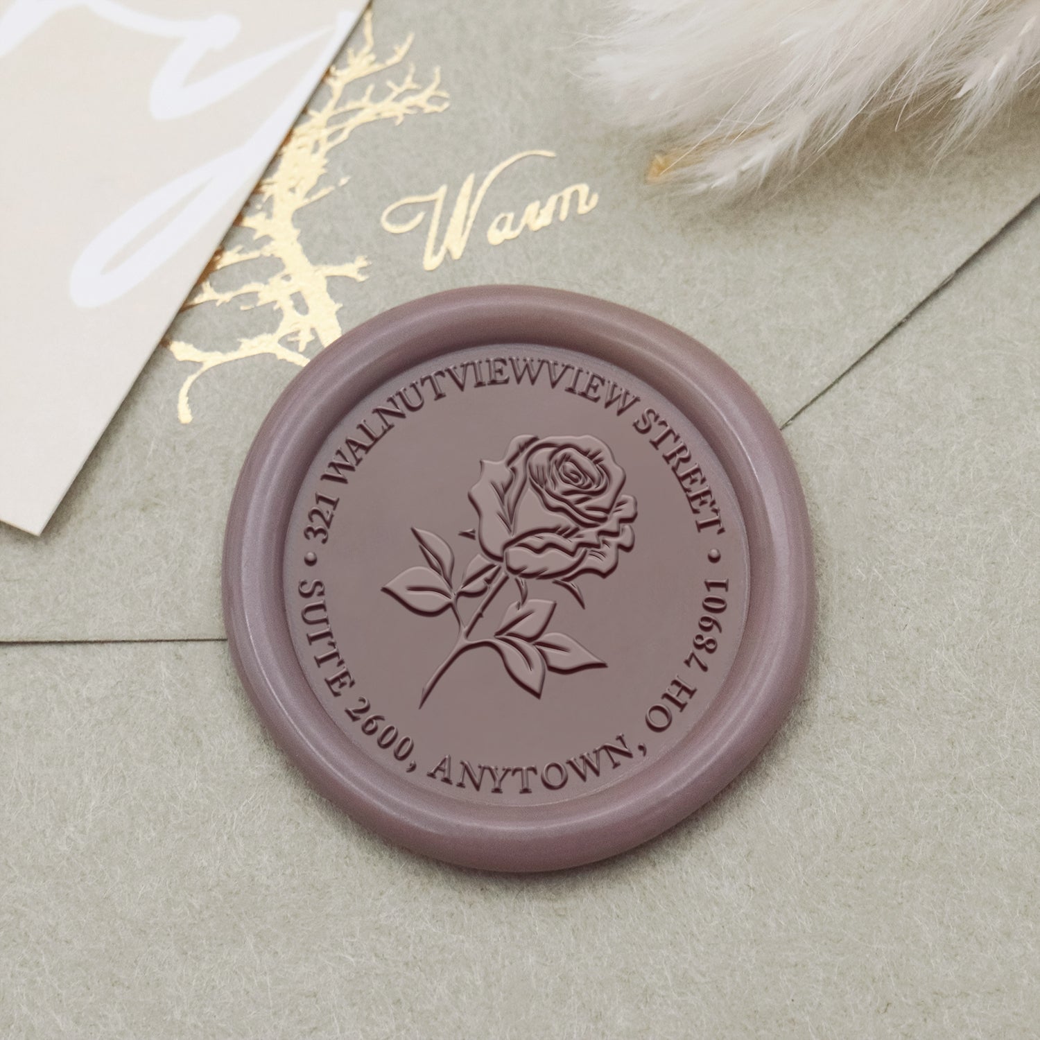 Carimbo de Sinete de Lacre de Morada Botânico Personalizado (27 Designs)-2