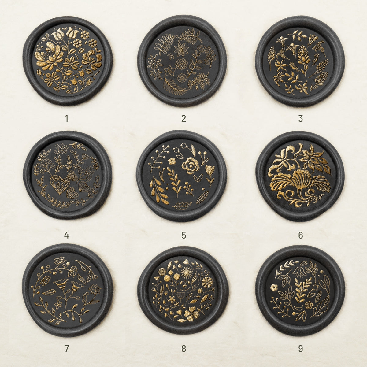 Carimbo de Sinete de Lacre com Padrão de Azulejo Floral (9 Designs)sku1-9