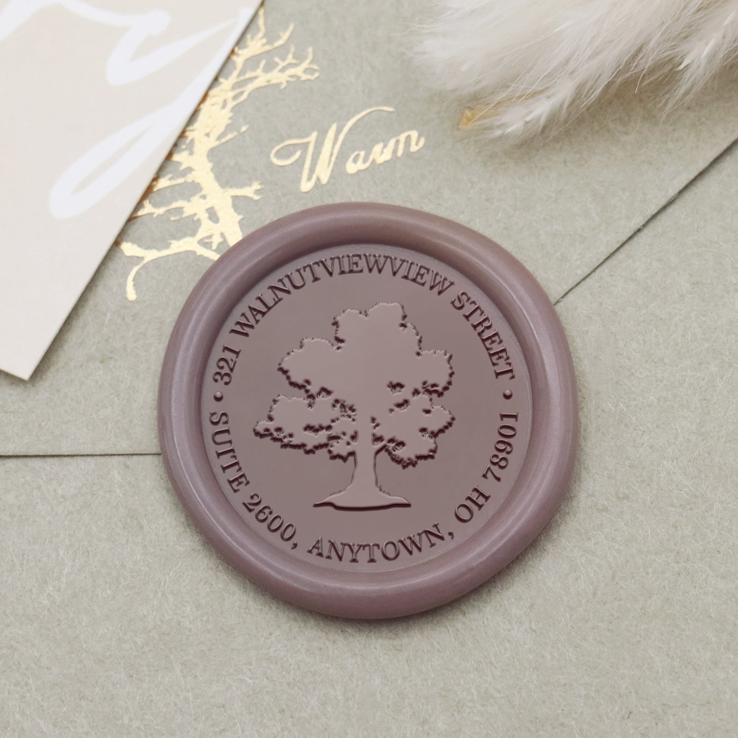 Carimbo de Sinete de Lacre de Morada Peónia Personalizado-26 1