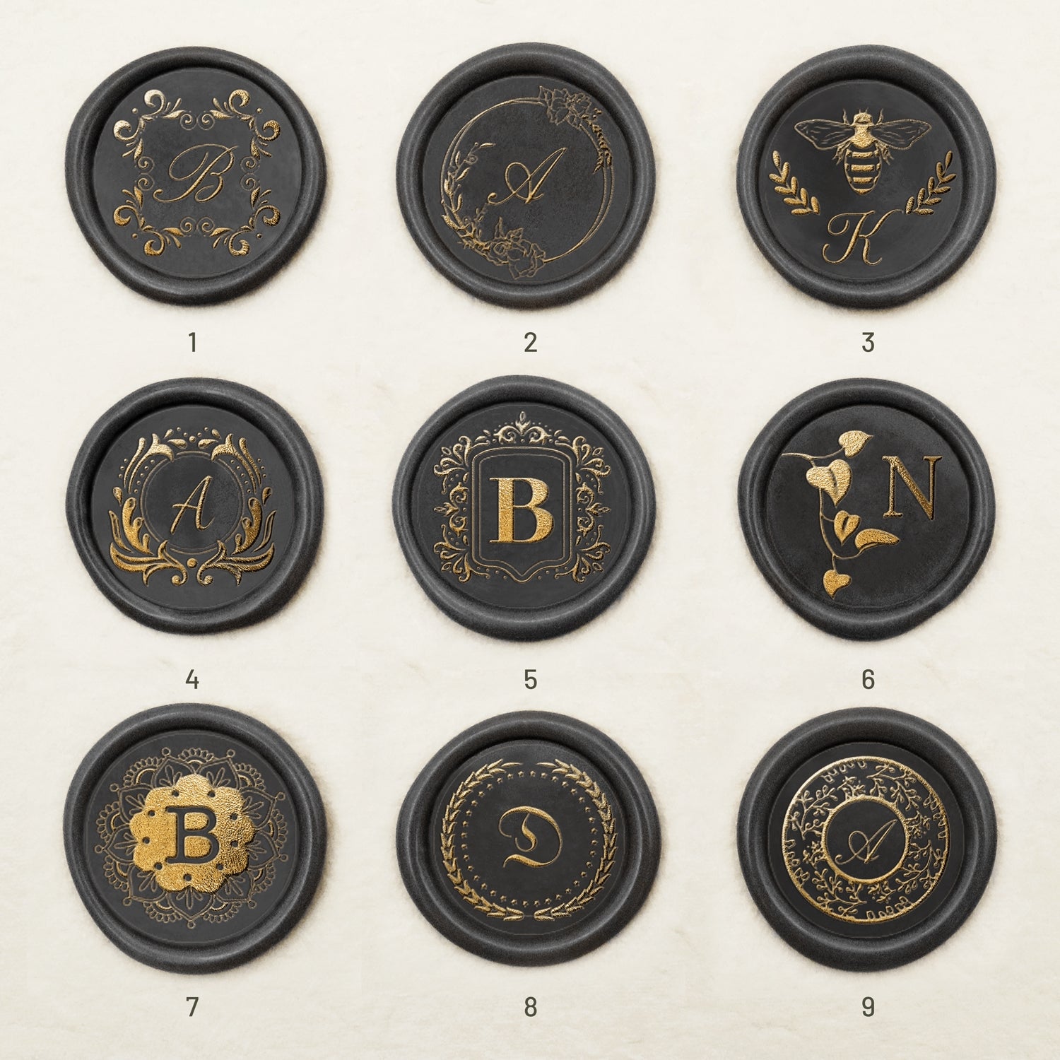 Sussurros Enigmáticos Carimbo de Sinete de Lacre com Inicial Personalizada (27 Designs) -sku1