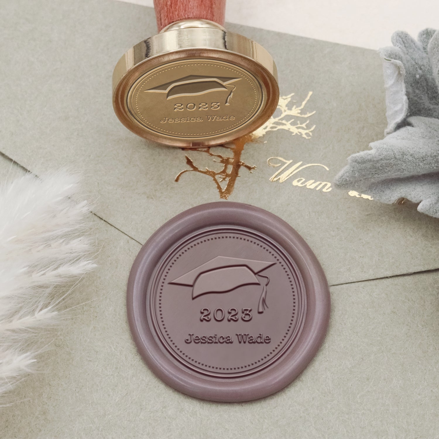 Carimbo de Sinete de Lacre de Graduação Personalizado (27 Designs)-2