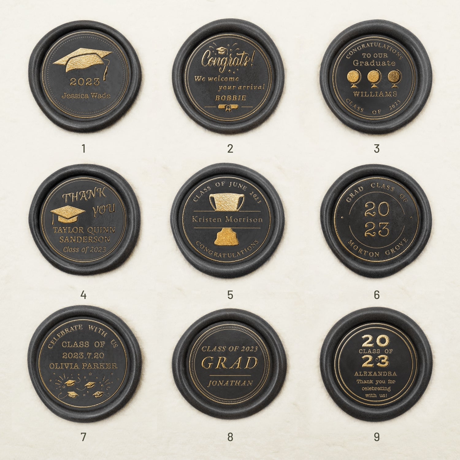 Carimbo de Sinete de Lacre de Graduação Personalizado (27 Designs)-sku1