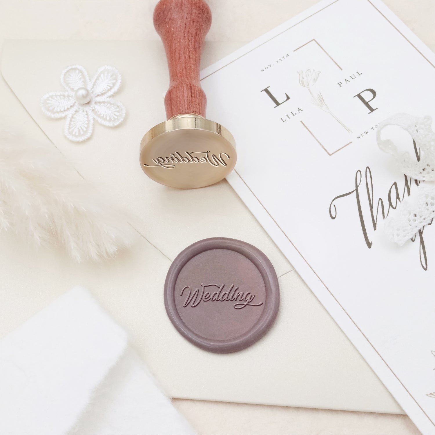 Carimbo de Sinete de Lacre para Convite e Anúncio de Casamento (27 Designs)-2