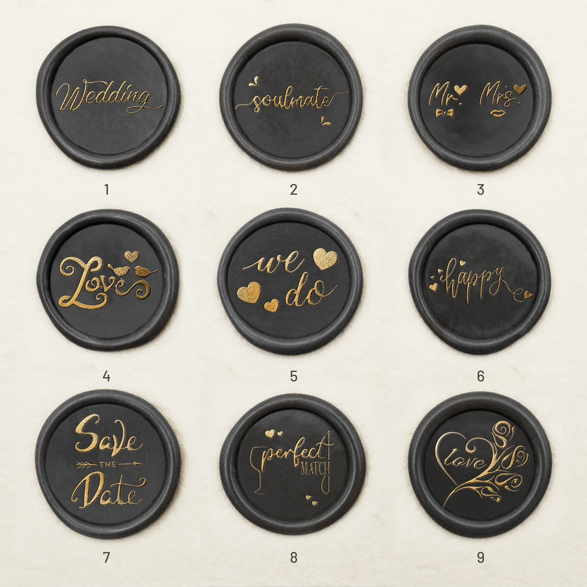 Carimbo de Sinete de Lacre para Convites e Anúncios de Casamento (27 Designs)-sku1