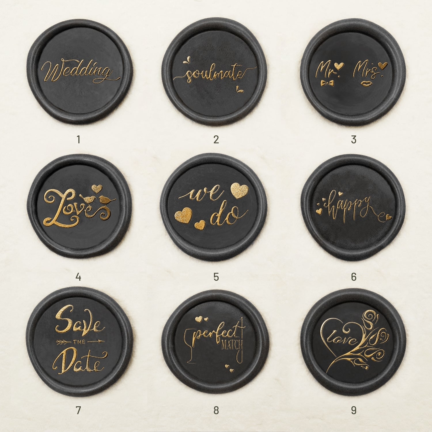 Carimbo de Sinete de Lacre para Convites e Anúncios de Casamento (27 Designs)-sku1