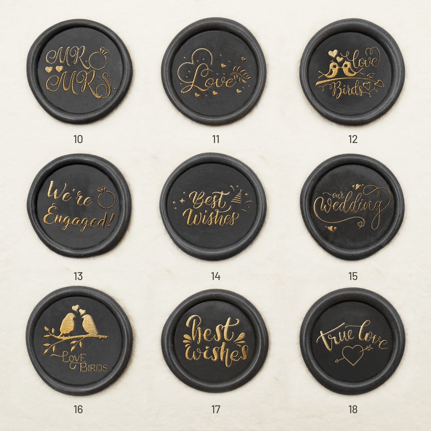 Carimbo de Sinete de Lacre para Convites e Anúncios de Casamento (27 Designs)-sku2