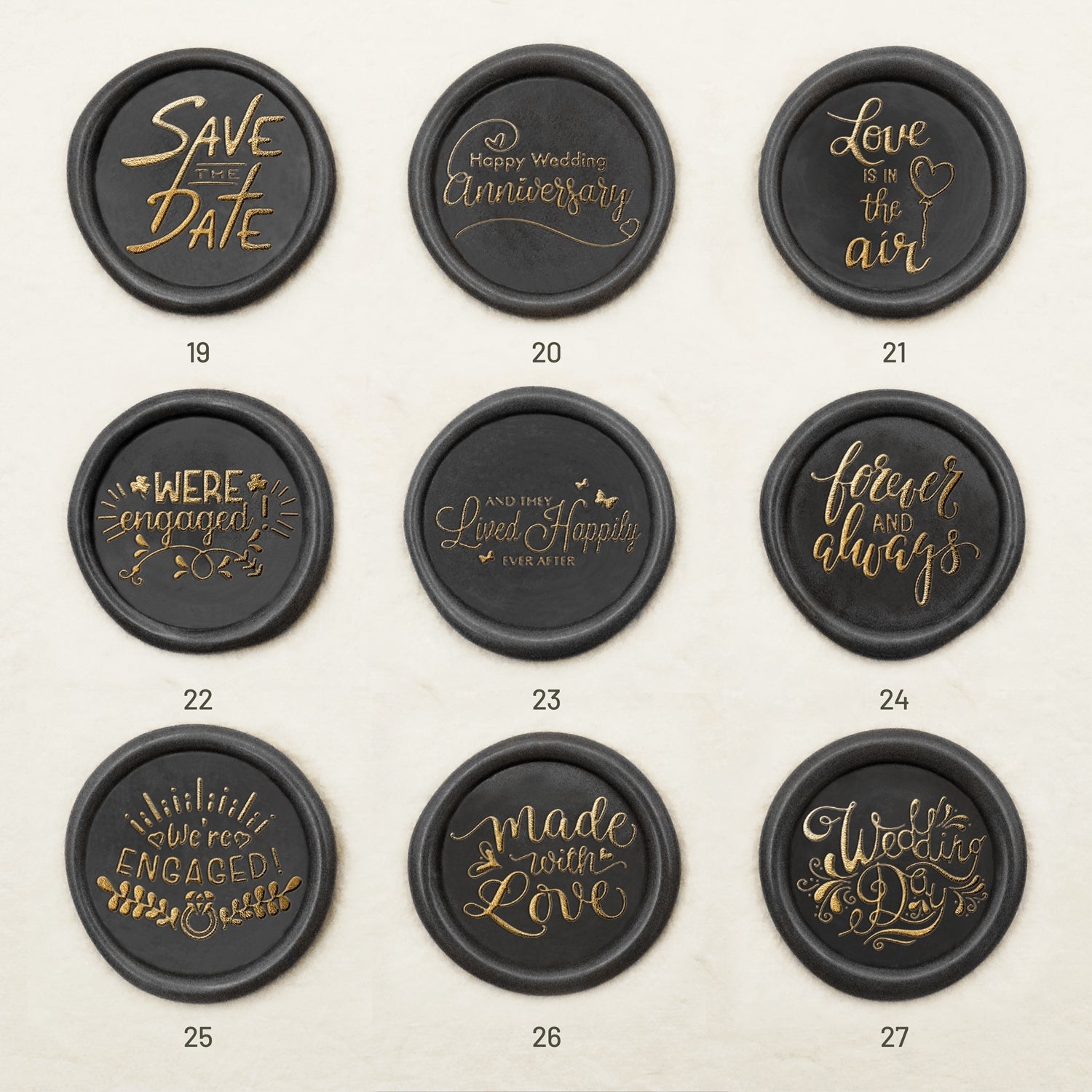 Carimbo de Sinete de Lacre para Convites e Anúncios de Casamento (27 Designs)-sku3