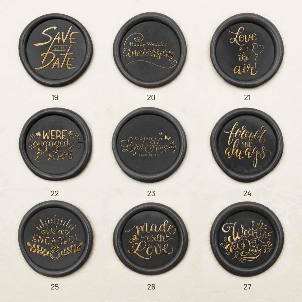 Carimbo de Sinete de Lacre para Convites e Anúncios de Casamento (27 Designs)-sku3