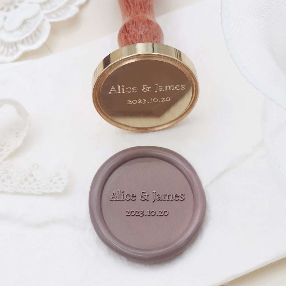 Carimbo de Lacre para Casamento com Nome Minimalista Personalizado - Estilo 7 2