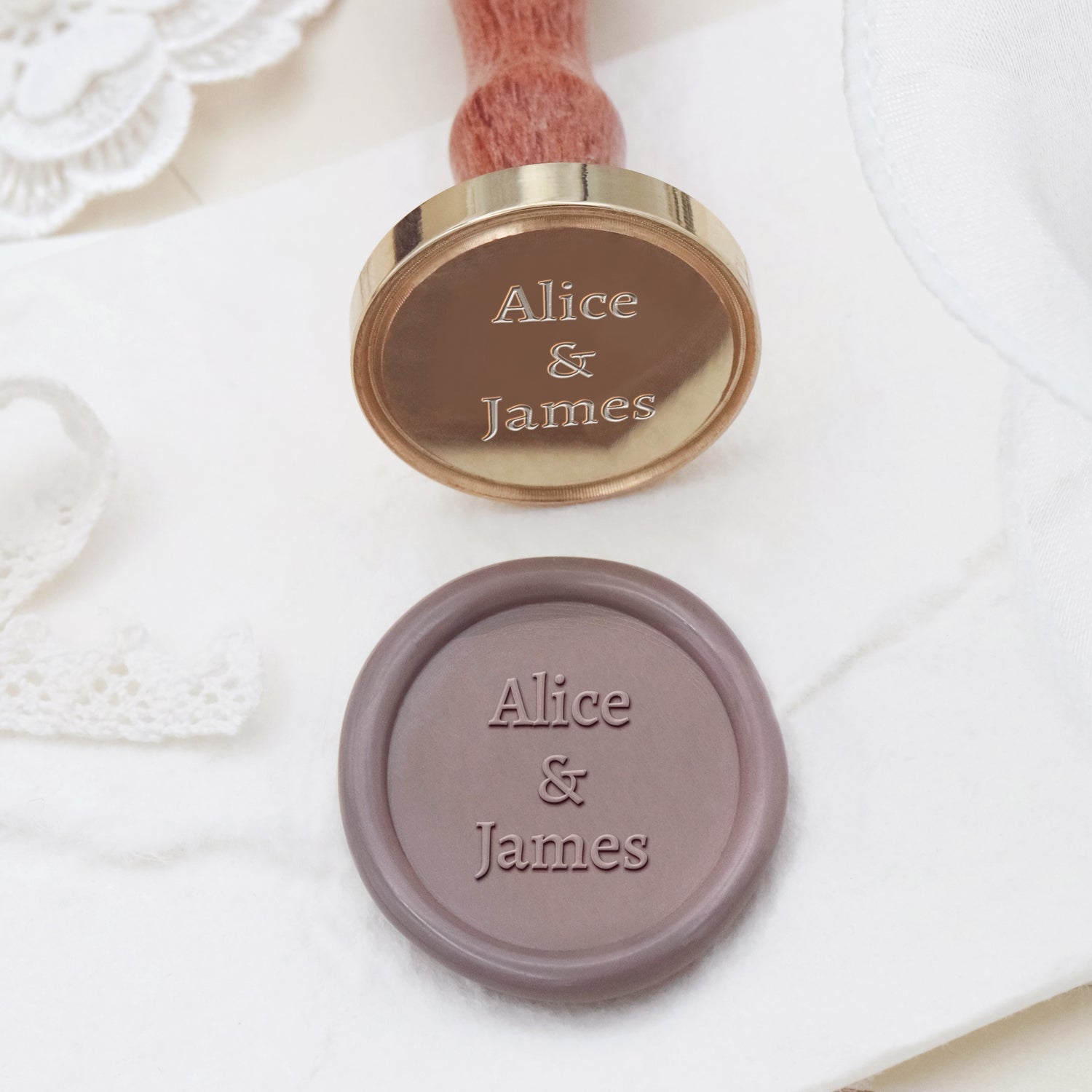 Carimbo de Sinete de Lacre Personalizado Minimalista para Casamento com Nome - Estilo 9 2