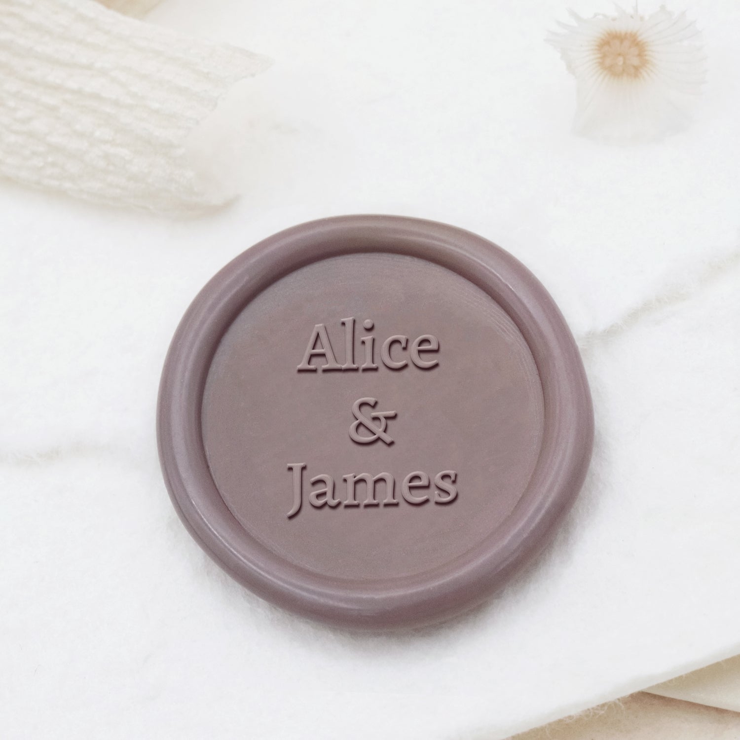 Carimbo de Sinete de Lacre de Casamento com Nome Minimalista Personalizado - Estilo 9 1