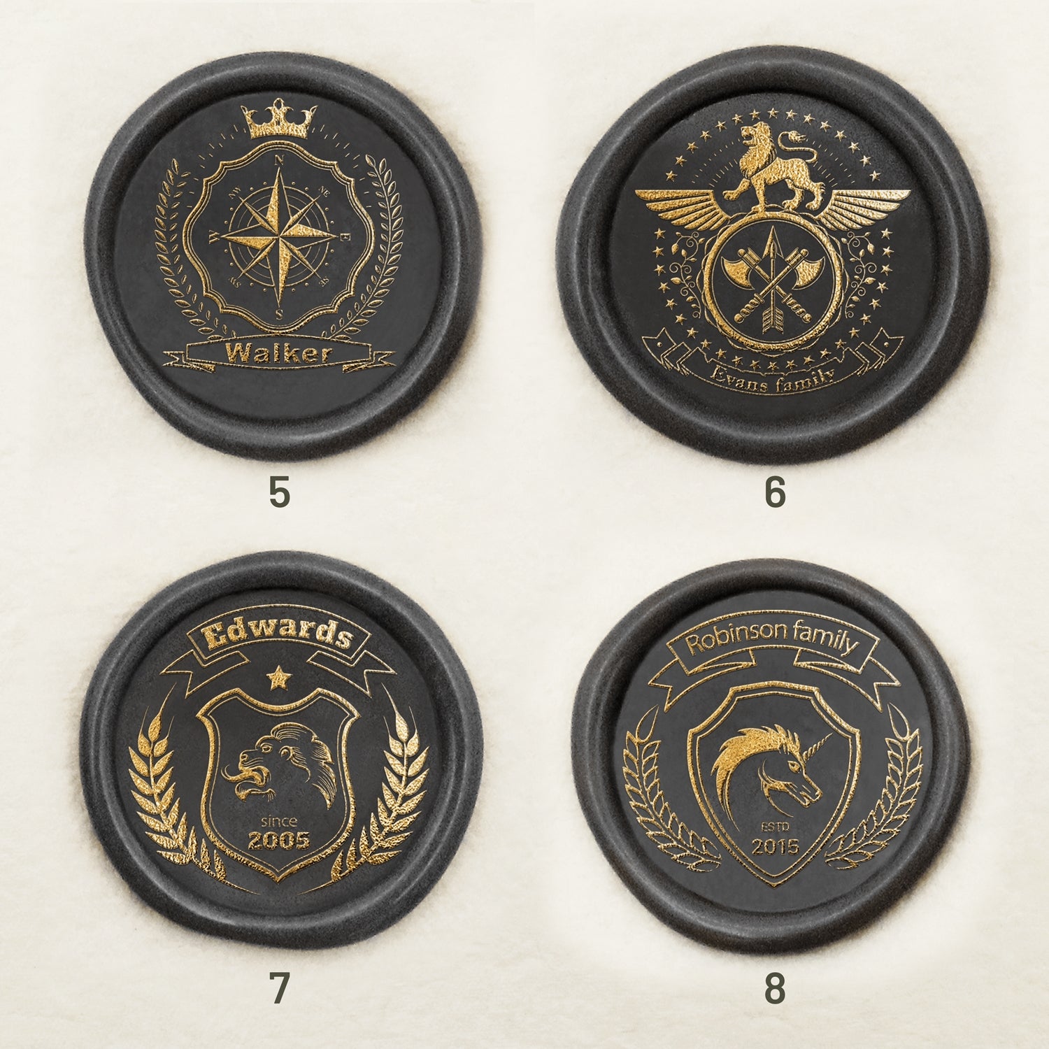 Carimbo de Sinete de Lacre de Brasão Familiar Personalizado (18 Designs) sku-2
