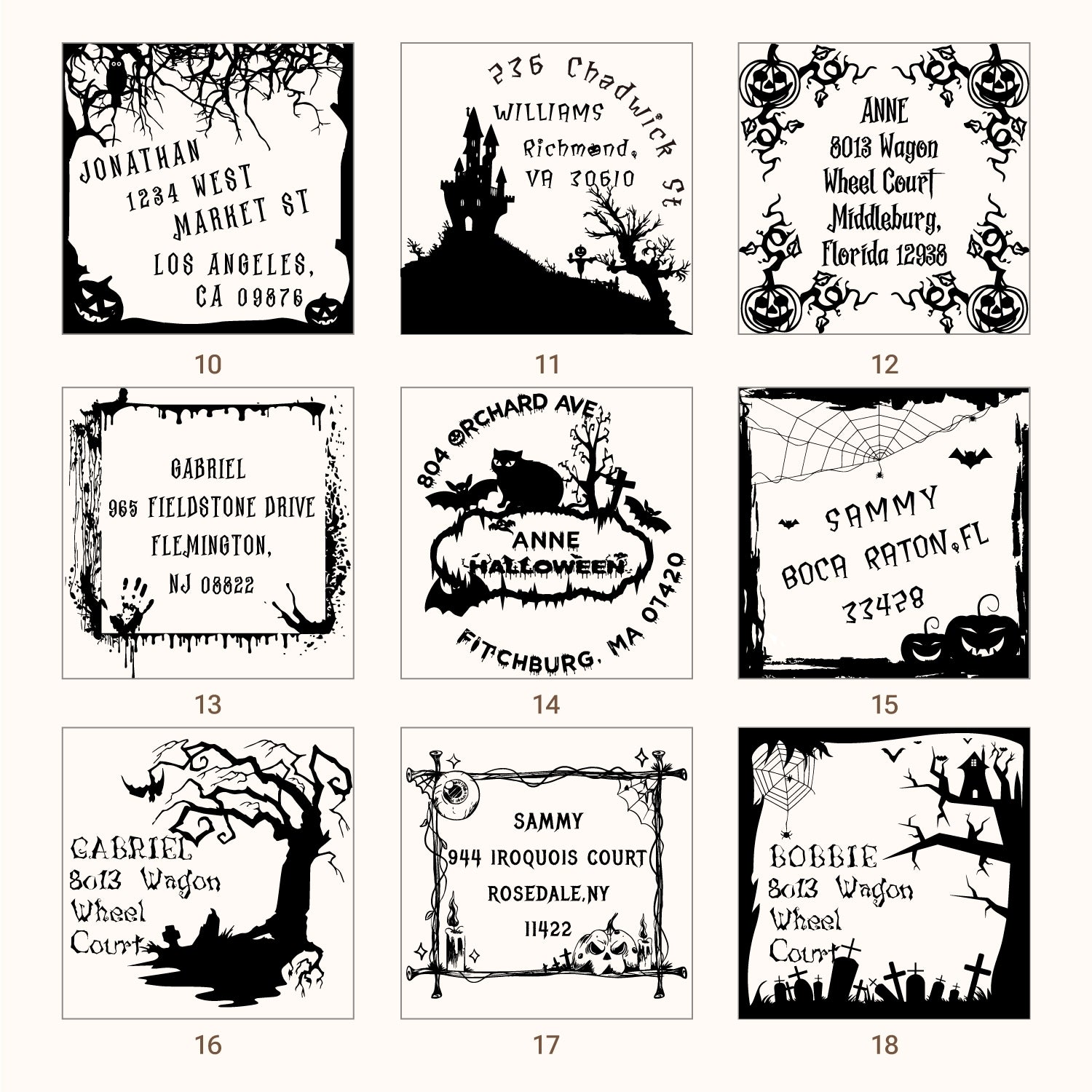 Carimbo de Borracha de Morada Personalizado para Halloween (27 Designs) sku2