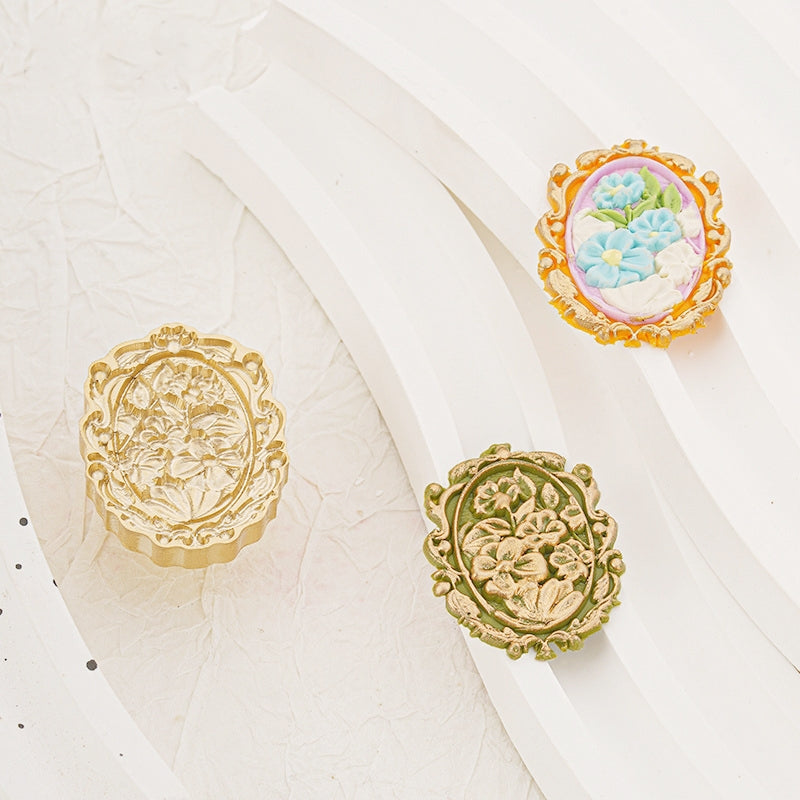 Carimbo de Sinete de Lacre com Flor em Relevo 3D (3 Designs) b3