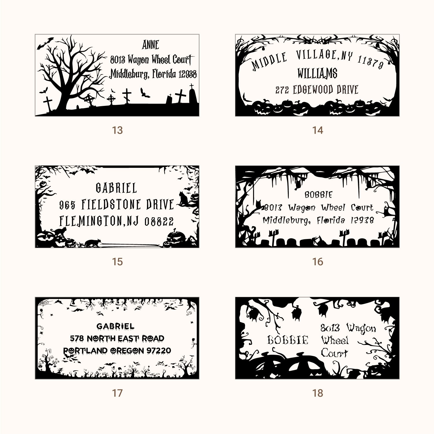 Carimbo de Borracha de Morada de Retorno Rectangular Personalizado para Halloween (27 Designs)-sku3