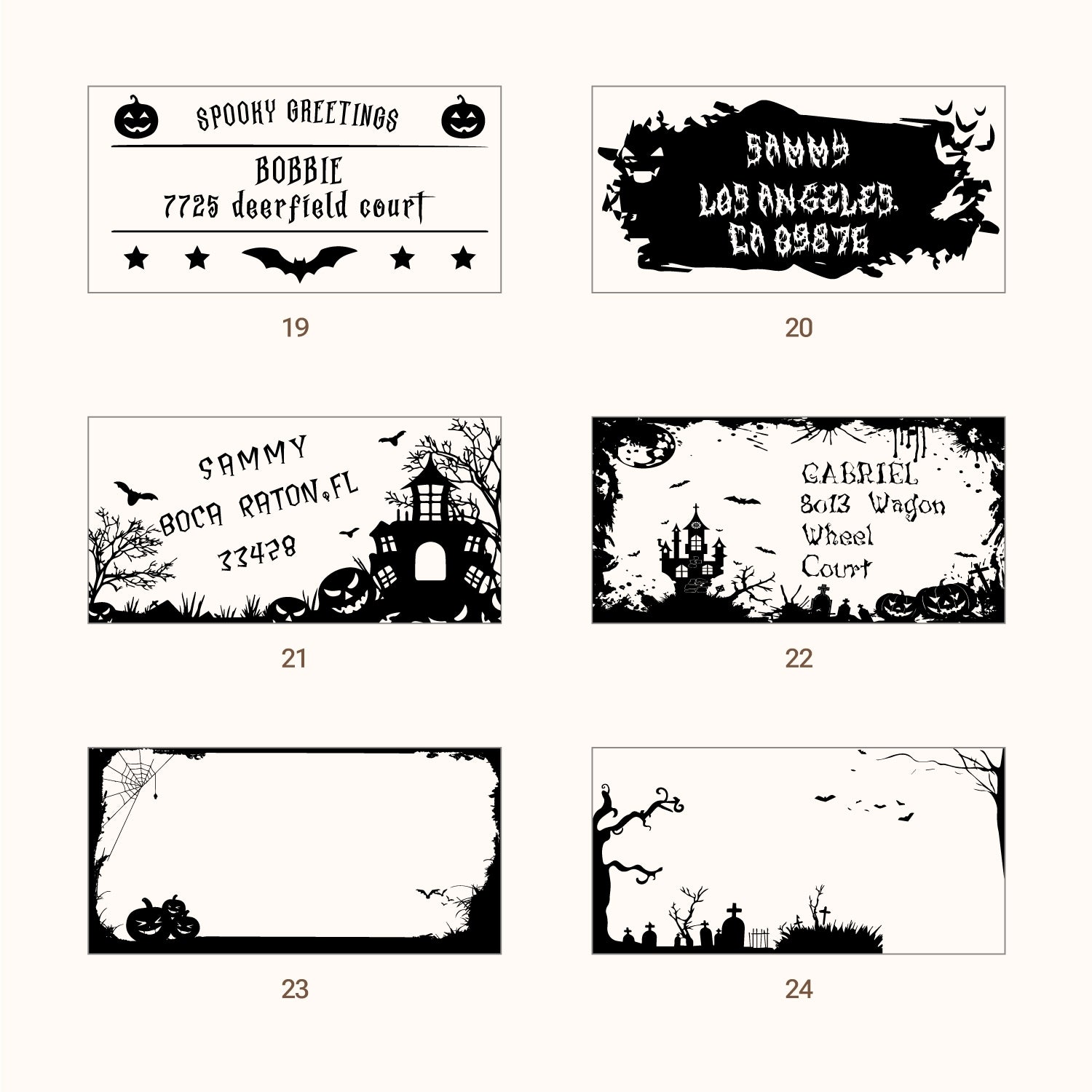 Carimbo de Borracha de Morada de Retorno Holloween Rectangular Personalizado (27 Designs)-sku4