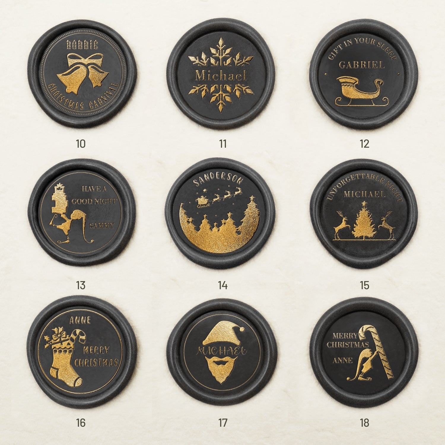 Carimbo de Sinete de Lacre de Nome Personalizado de Natal (27 Designs) Christmas-2