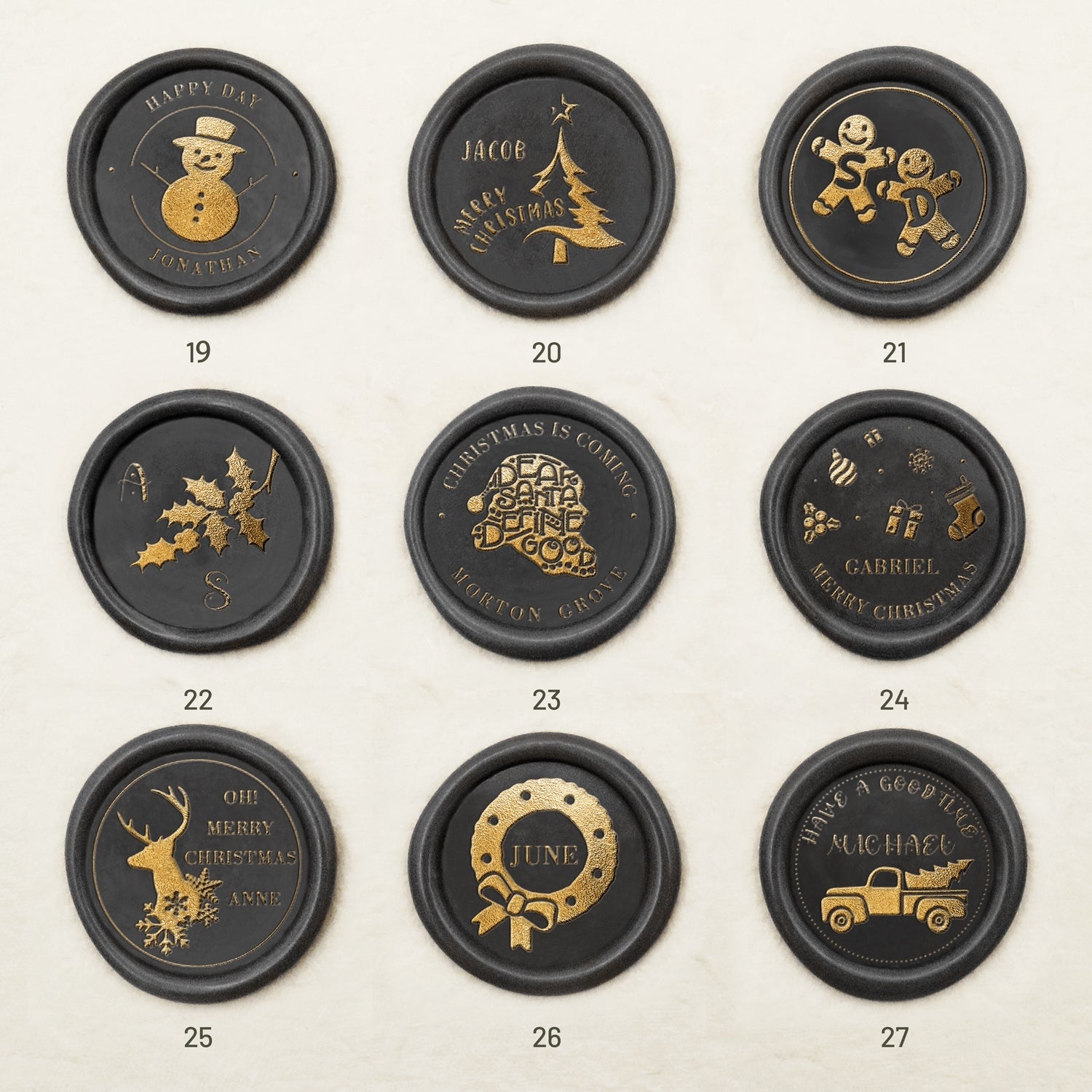 Carimbo de Sinete de Lacre de Nome Personalizado para Natal (27 Designs) Christmas-3