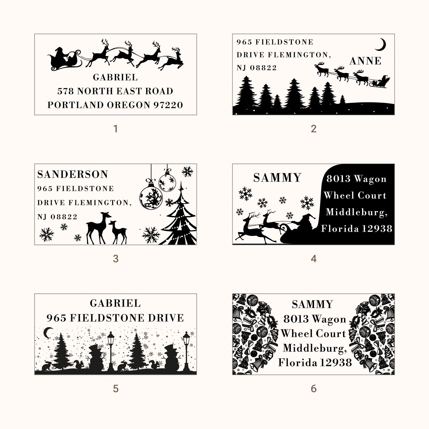 Custom Christmas Rectangle Address Rubber Stamp (27 Designs)11
