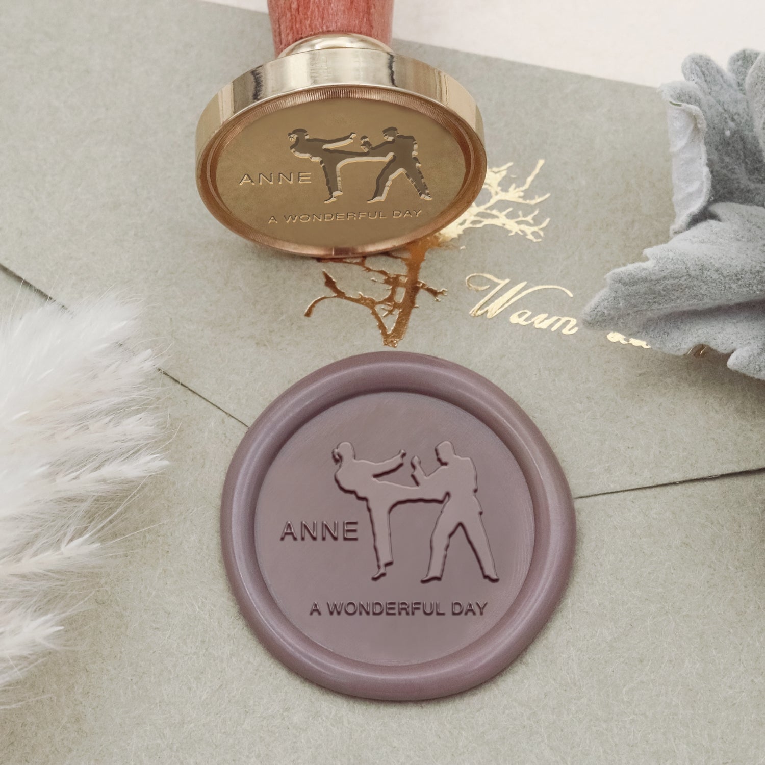 Carimbo de Sinete de Lacre Personalizado com Nome de Desportos de Artes Marciais - Stamprints