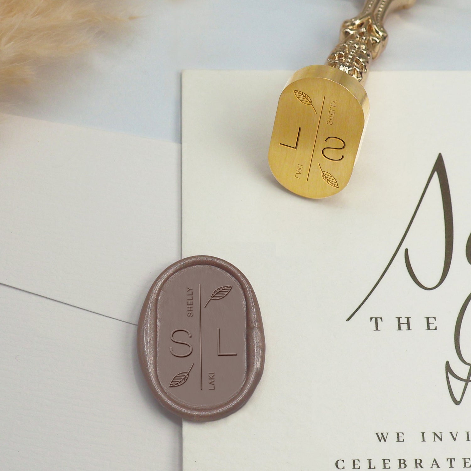 Carimbo de Sinete de Lacre Oval Personalizado para Casamento - Estilo 12 3