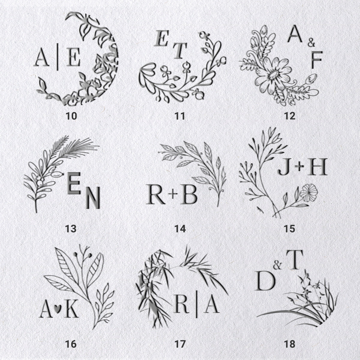 Custom Botanical Initials Wedding Monogram Embosser (27 Designs) Custom Botanical Initials Wedding Monogram Embosser (27 Designs)21