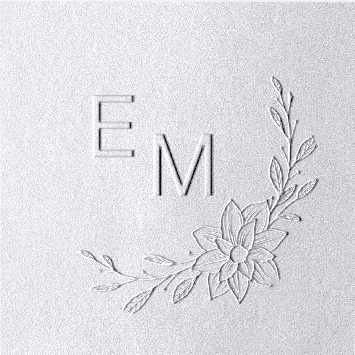 Chancela de Monograma de Casamento com Iniciais Botânicas Personalizadas - Estilo 4 Chancela de Monograma de Casamento com Iniciais Botânicas Personalizadas - Estilo 441