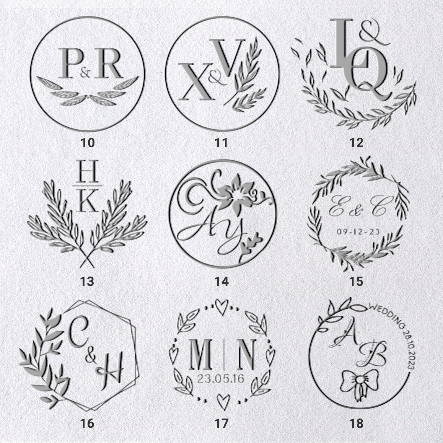 Chancelas de Monograma de Casamento com Iniciais Personalizadas (36 Designs) 10-181